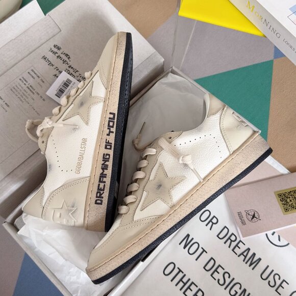 Golden Goose Women's White and Beige Star Dirty Shoes - Picture 2 of 7